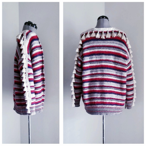 BASE MILANO superrr warm cozy "alpaca-knit-blend" tassel intermix sweater $695 s - Picture 2 of 11